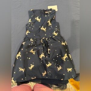 Trixxi Black Dress with Gold Unicorns and Stars